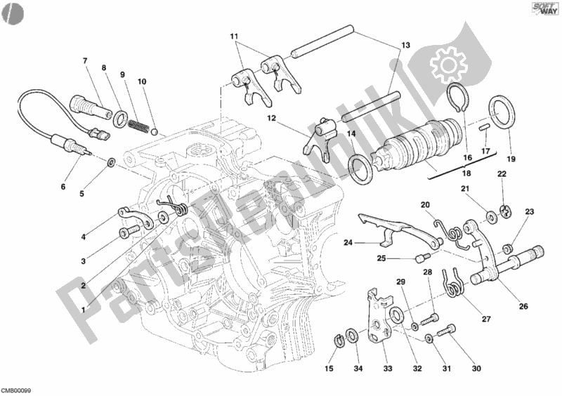 Tutte le parti per il Camma Forcella - Cambio del Ducati Monster S2R 800 Dark USA 2005